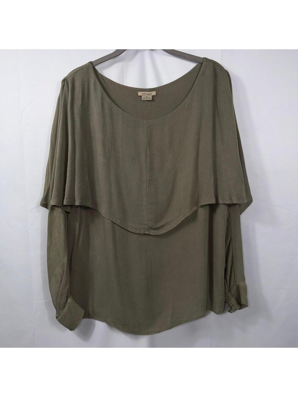 Anama Olive Cape Sleeve Blouse Size Small